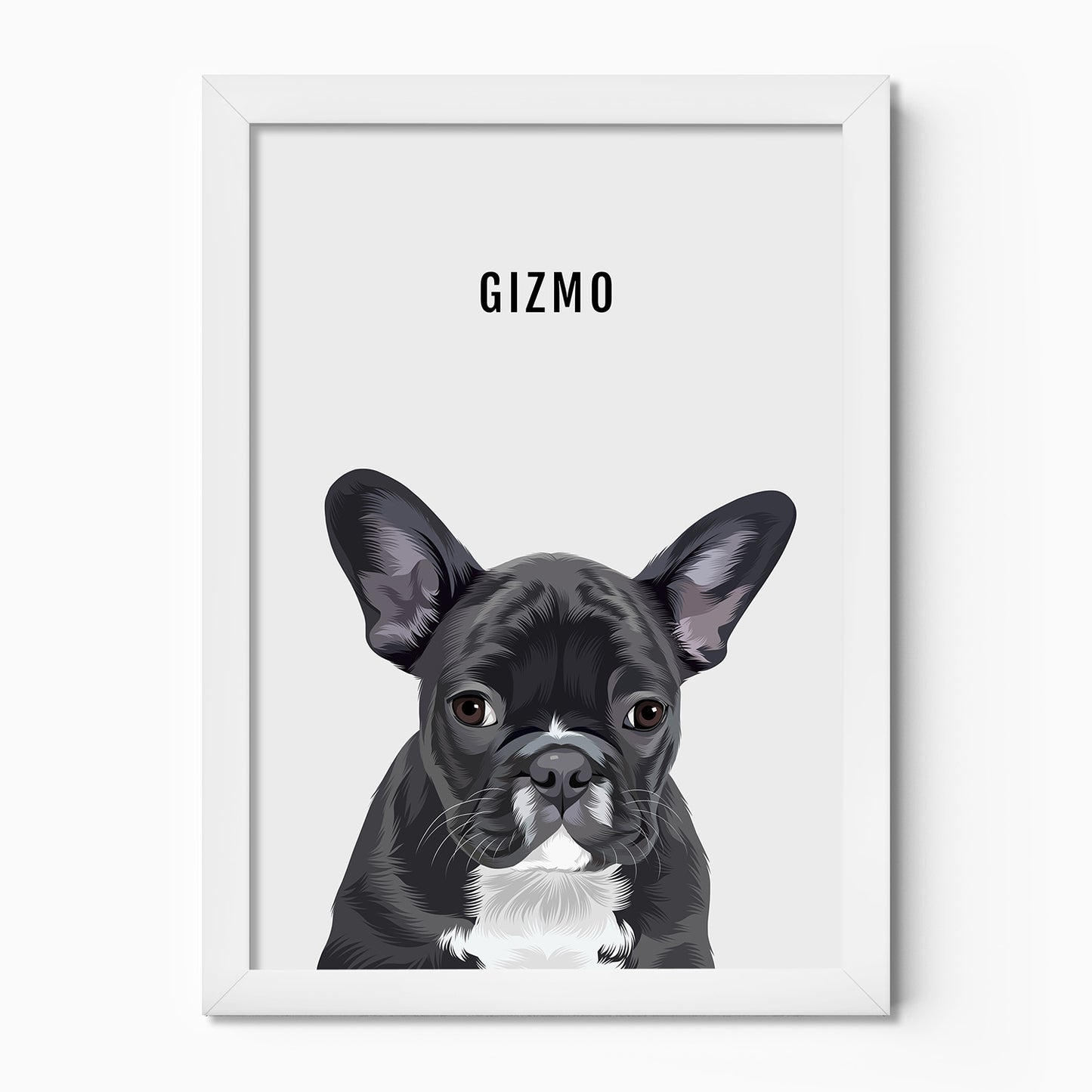 Personalised dog portrait – hand-drawn from customer photo. Frenchie, French Bulldog