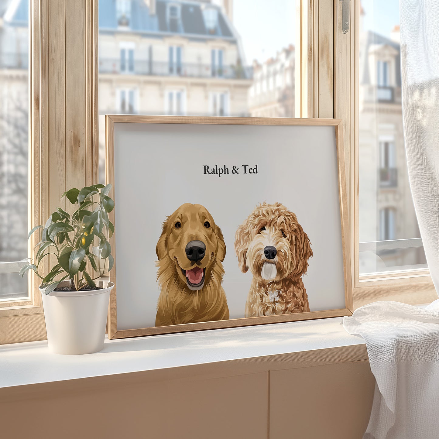 2 Pets Custom Portrait Framed