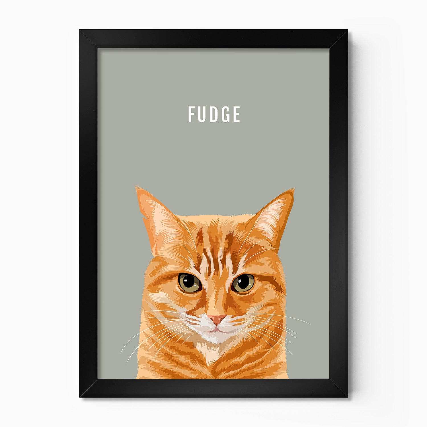 Personalised cat portrait – hand-drawn from customer photo. ginger tabby cat