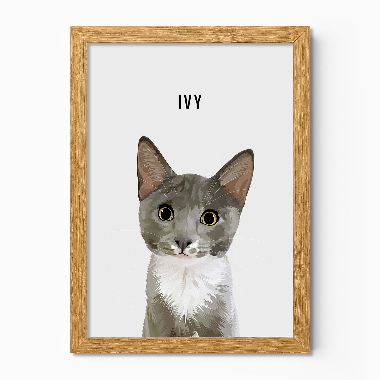 Personalised cat portrait – hand-drawn from customer photo.