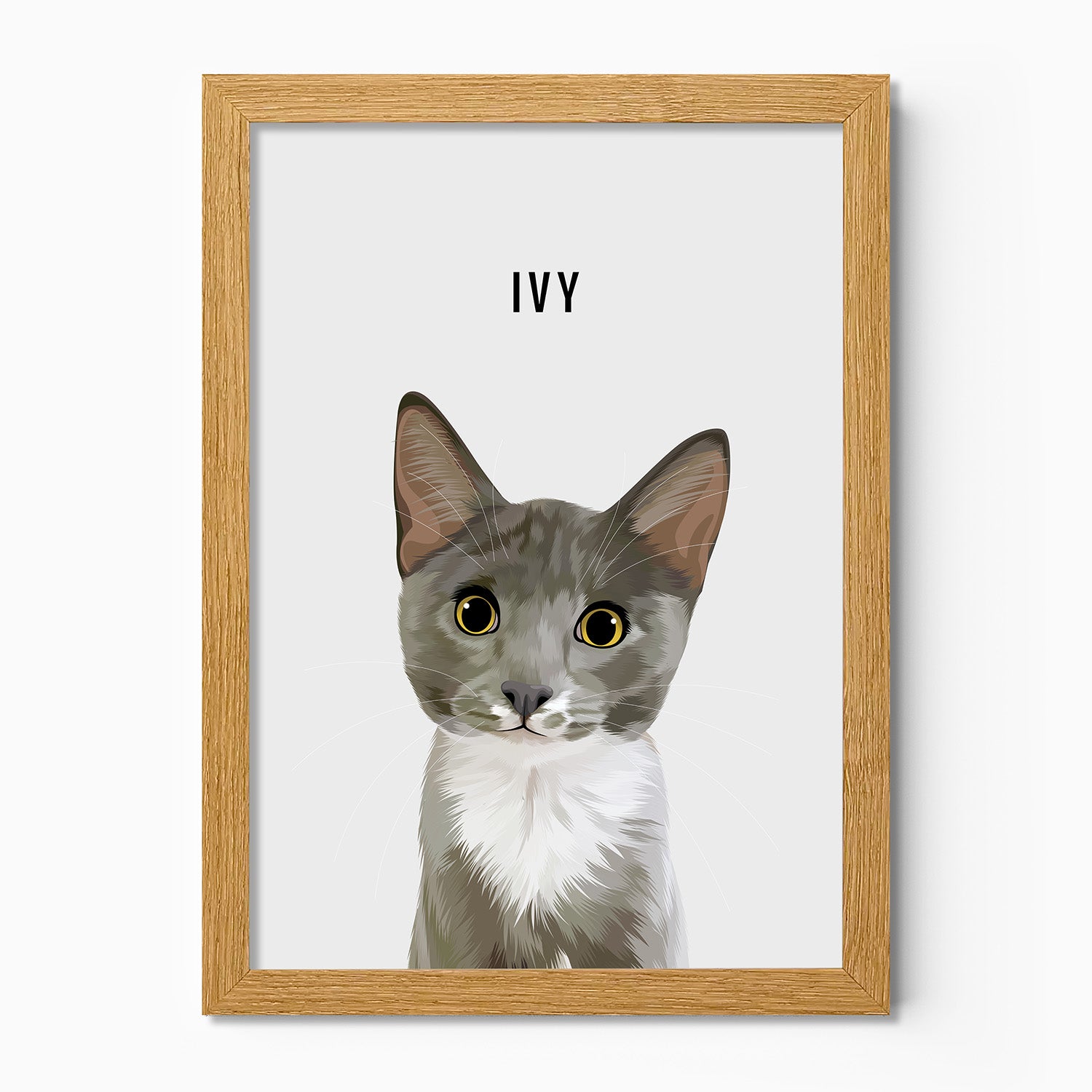Personalised cat portrait – hand-drawn from customer photo.