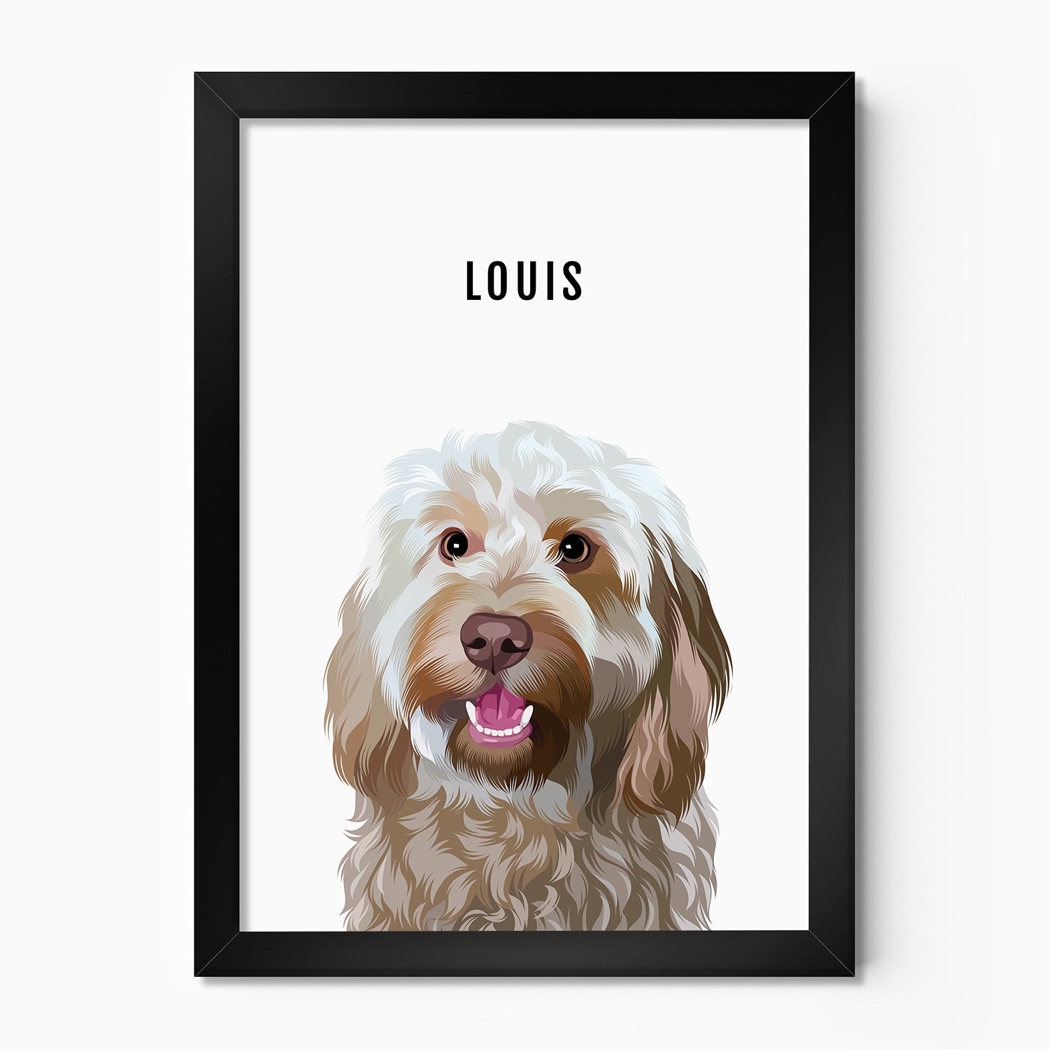 Personalised dog portrait – hand-drawn from customer photo. Cockapoo dog