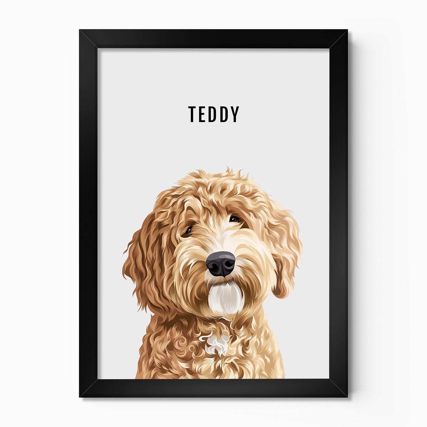 Personalised dog portrait – hand-drawn from customer photo. fluffy Cockapoo dog
