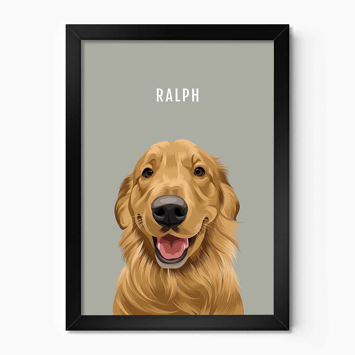 Custom Pet dog portrait – hand-drawn from customer photo moss colour