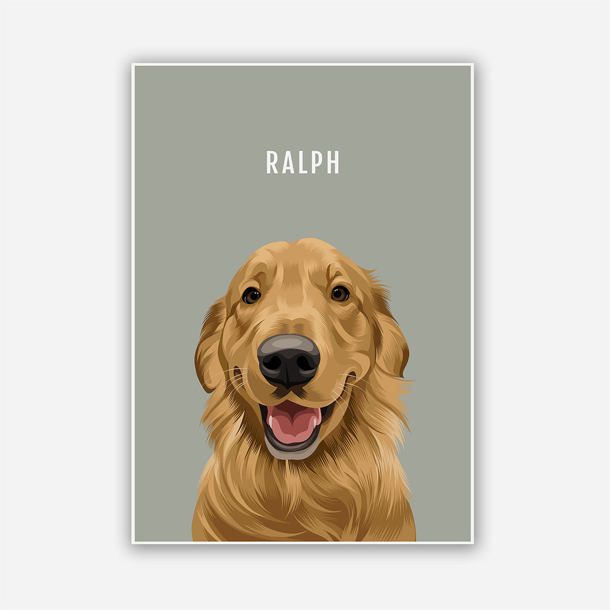 Custom Pet dog portrait – hand-drawn from customer photo. Poster, Green