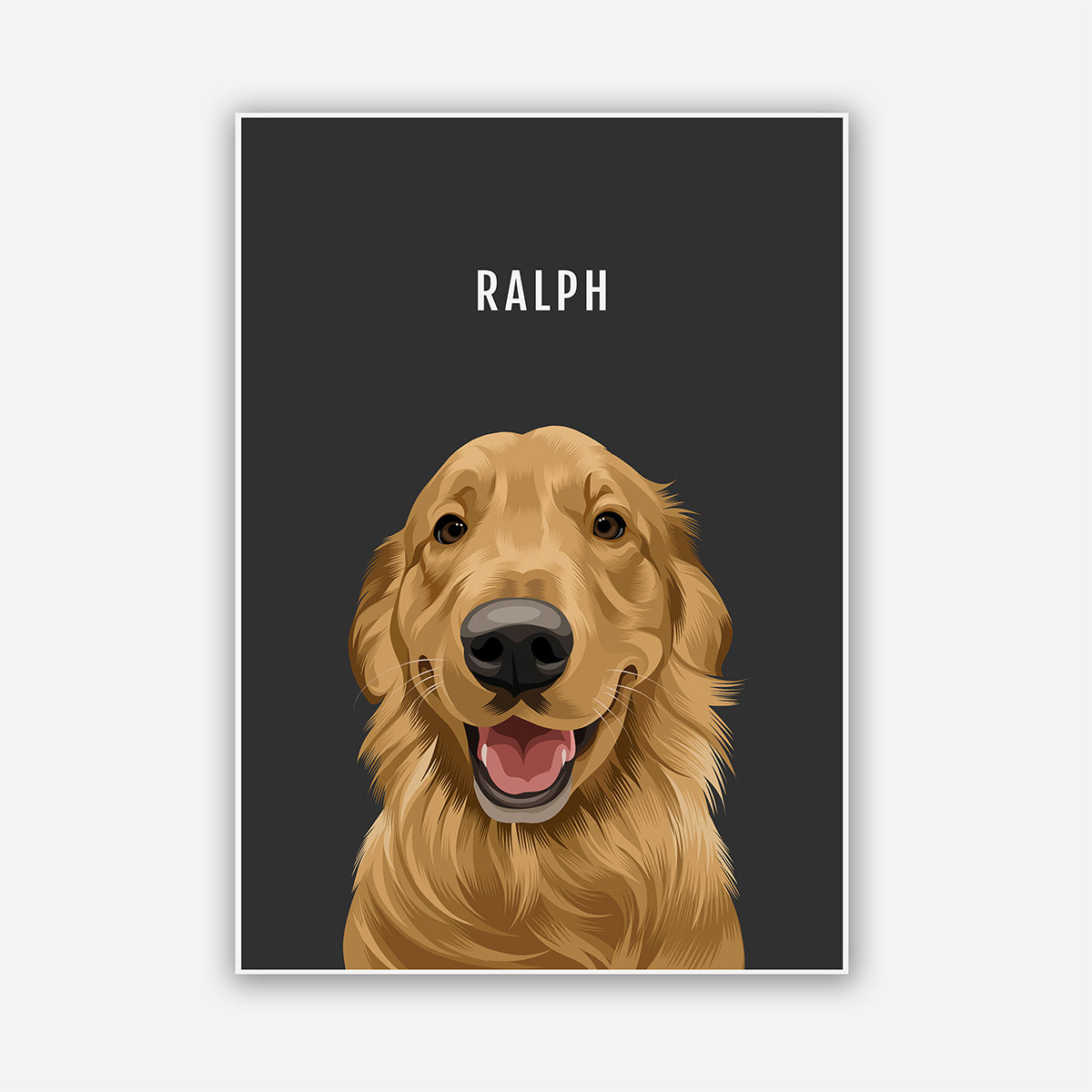 Custom Pet dog portrait – hand-drawn from customer photo. Black background Poster