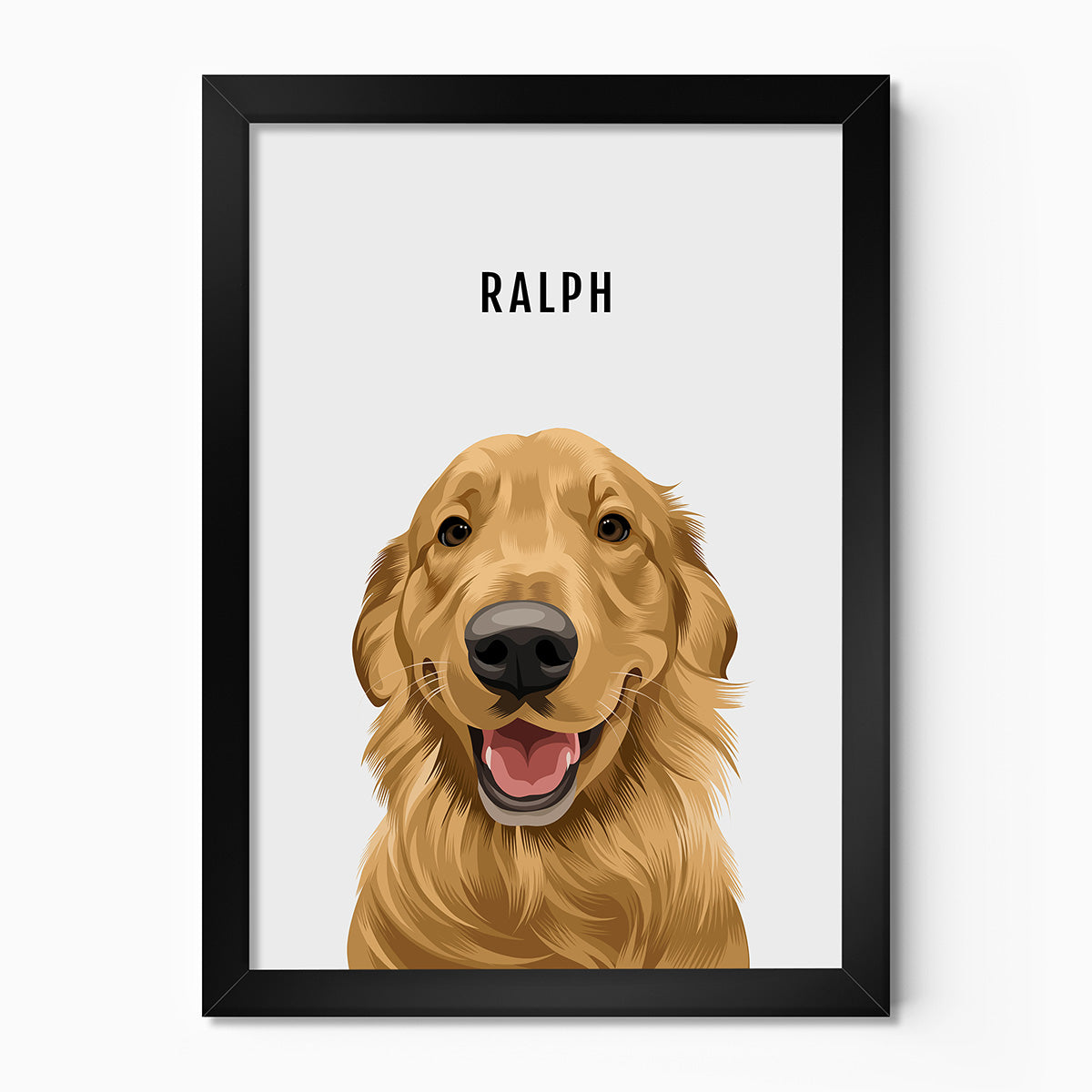 Custom Pet dog portrait – hand-drawn from customer photo. Framed