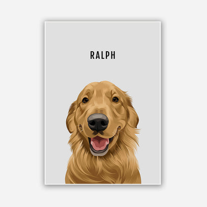 Custom Pet dog portrait – hand-drawn from customer photo Poster